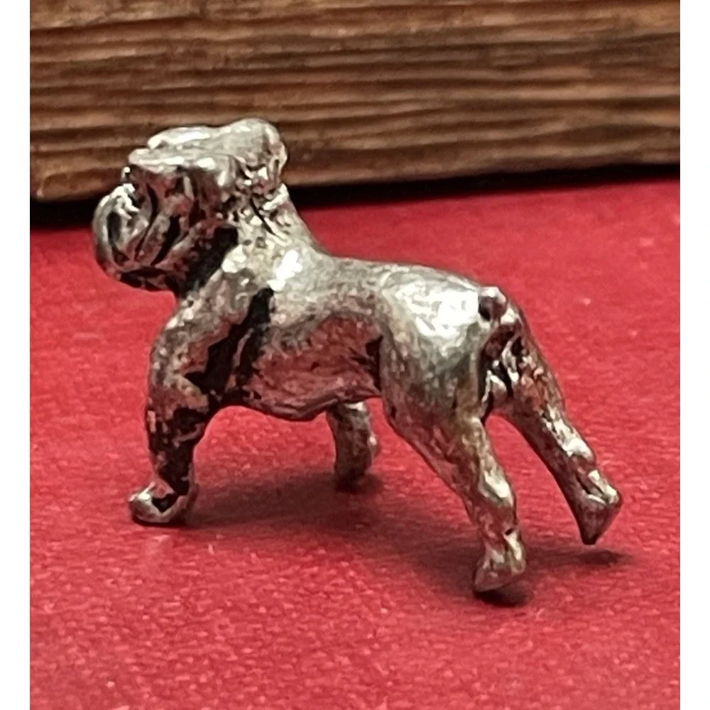 Set of 10 Mini Bulldog Cast Metal Figurine Decor Dog Figure